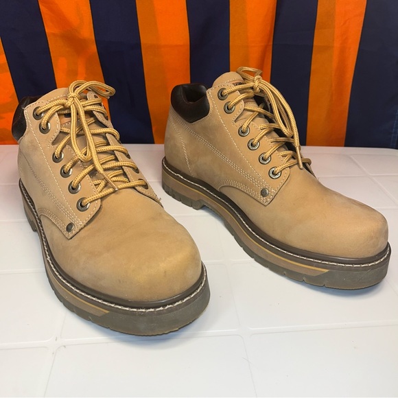MEN'S SIZE 10 SKECHERS SHANK BROWN SUEDE ANKLE WORK HIKING BOOTS LEATHER UPPER - Picture 1 of 6